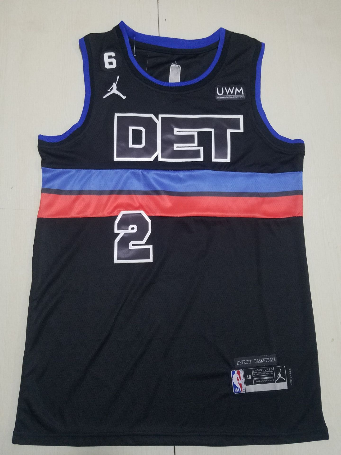 Men Detroit Pistons #2 Cade Cunningham Jordan Brand Black 2022 NBA Jersey